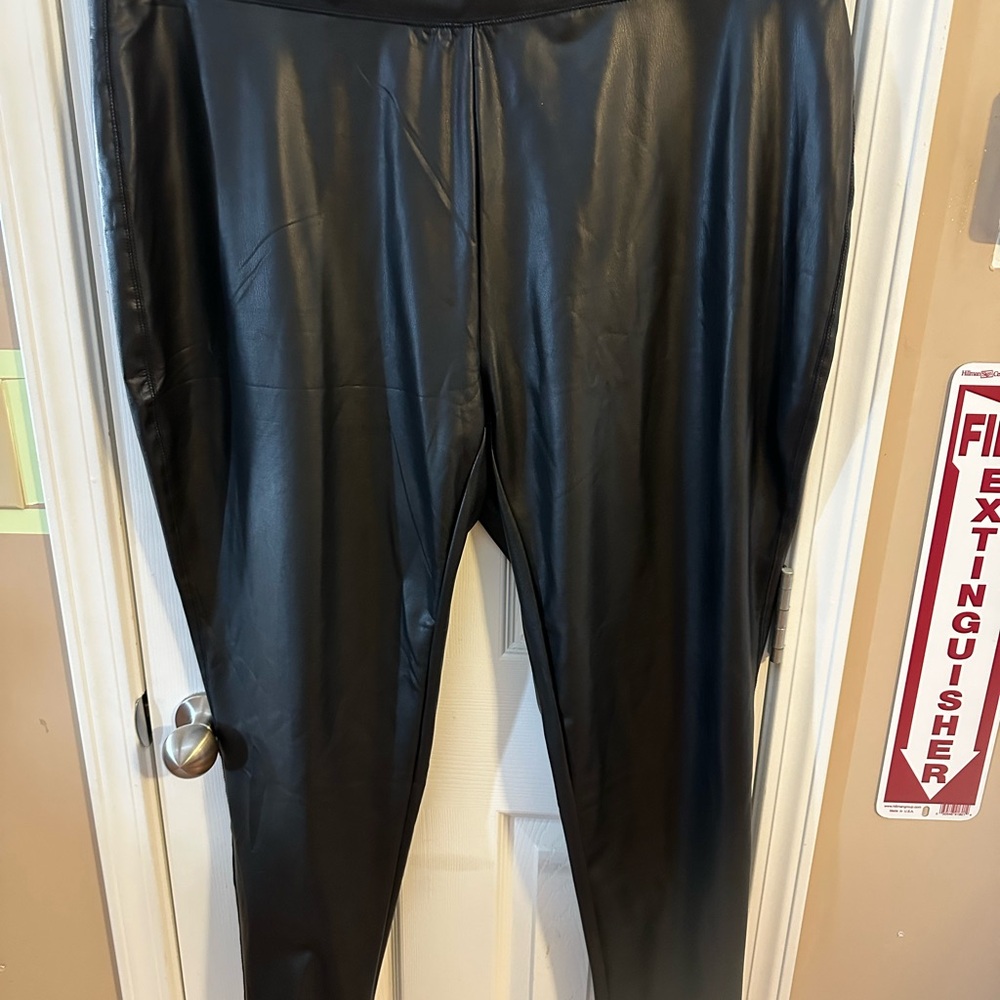 Ashley Stewart Black Faux Leather Leggings